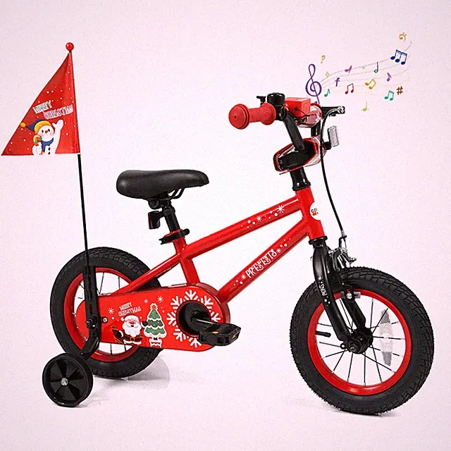 12” Kids Bicycle w/Training Wheels, Handbrake & Coaster Brake, Flag & Music