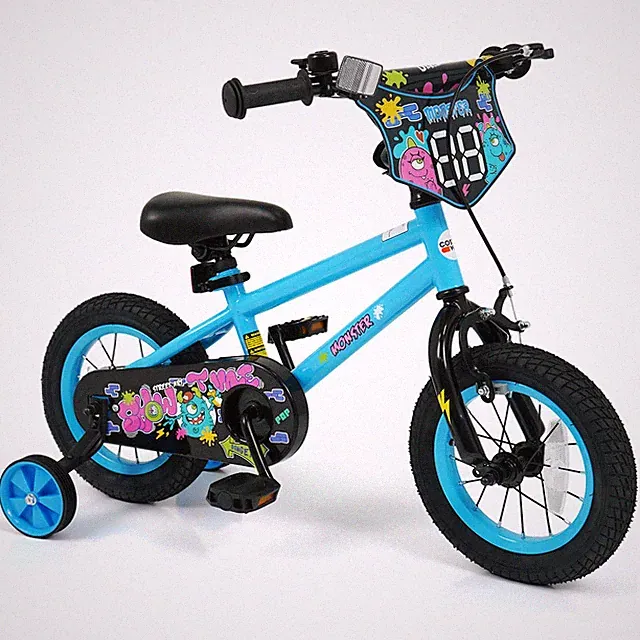 12” Kids Bike w/Training Wheels, Dual Hand, Coaster Brakes, Adjustable Seat