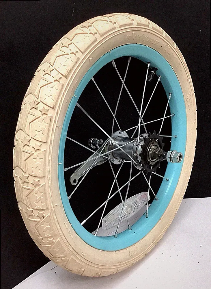 16" Bicycle Rear Blue Wheel Coaster Brake 2.125" White Tire Kids Bike #N80