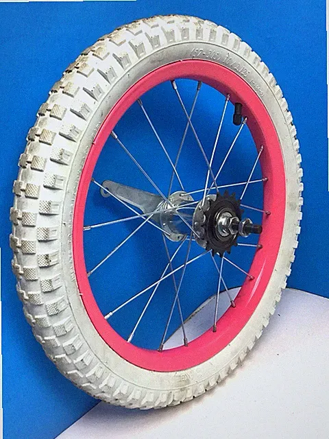 16" Bicycle Rear Pink Wheel Coaster Brake 2.125" White Tire Kid Bike #Y39