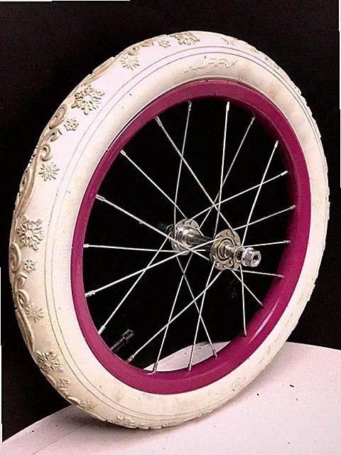 16" Bicycle Rear Purple Wheel Coaster Brake and 1.95" White Tire Kids Bike #B12