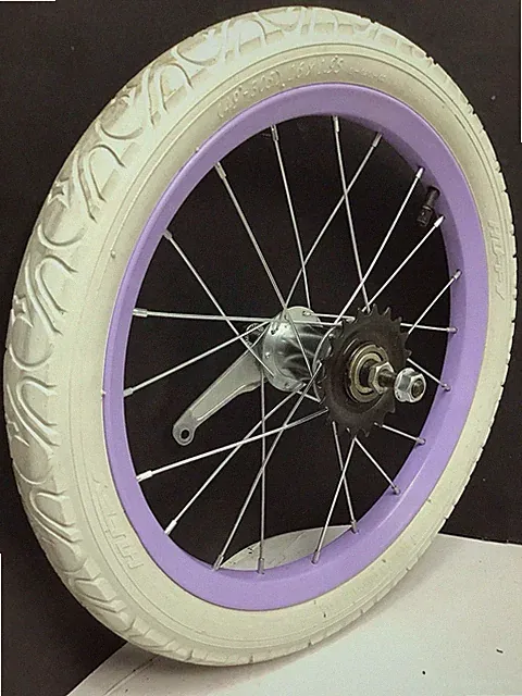 16" Bicycle Rear Purple Wheel Coaster Brake and White 1.95" Tire Kids Bike #N77