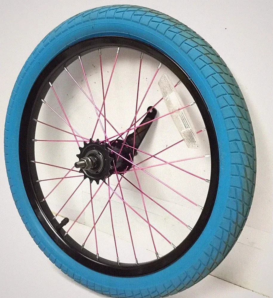 18" Bicycle Rear Black Wheel Coaster Brake and 2.10" Blue Tire BMX Bike #B33