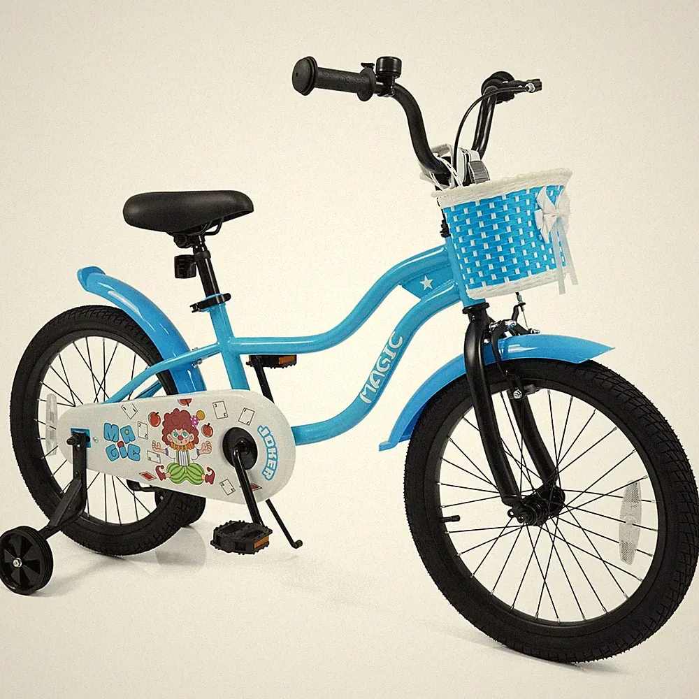 18” Kids Bicycle w/Training Wheels, Handbrake & Coaster Brake, Adjustable Seat