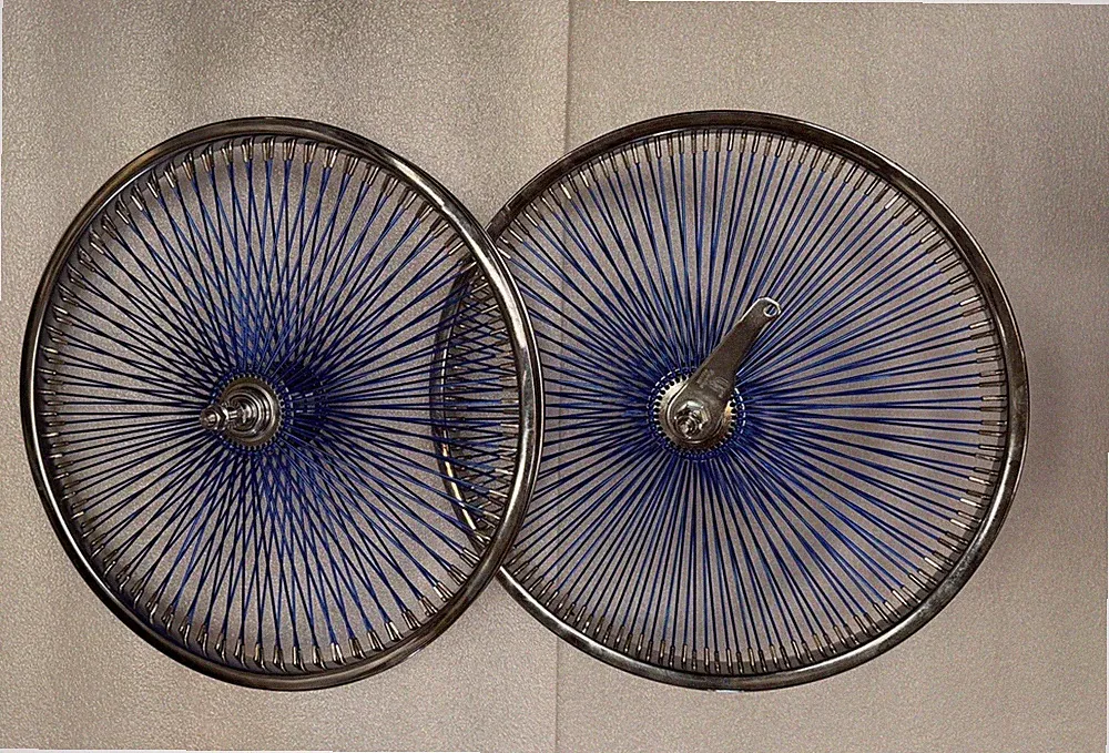 20” Bicycle/lowrider Front And Rear Coaster Brake Set, 144 Blue Spoke Wheels Set