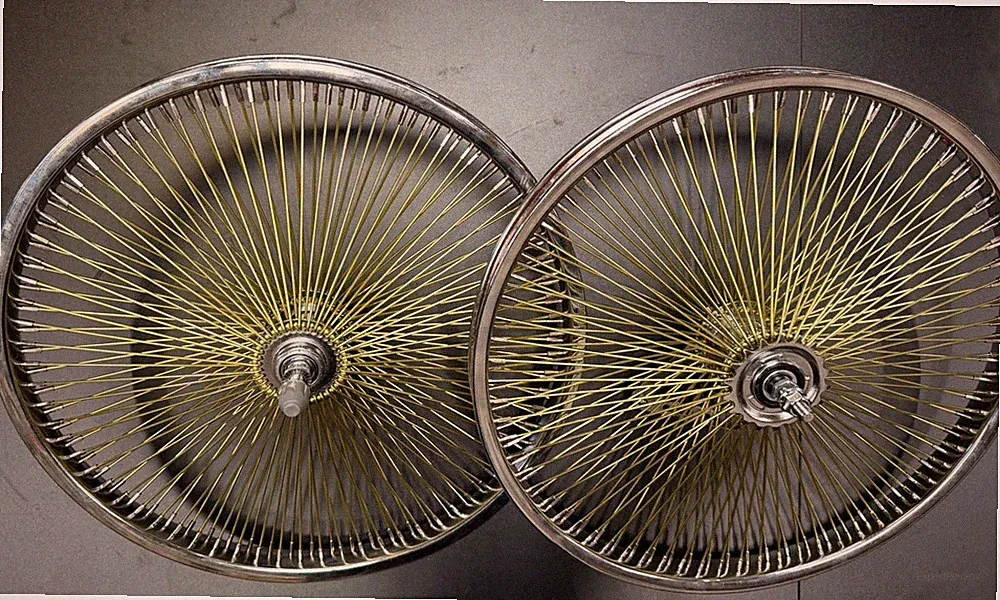 20” Bicycle/lowrider Front And Rear Coaster Brake Set, 144 Gold Spoke Wheels Set