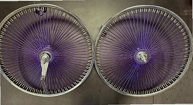20” Bicycle/lowrider Front And Rear Coaster Brake Set,144 Purple Spoke Wheel Set
