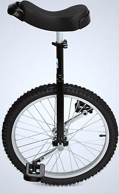 20" Inch Unicycle Classic Black One Wheel Bike with Anti-Skid Alloy Rim and Peda