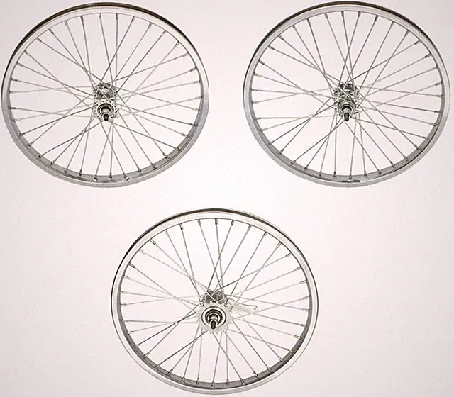 20 X 2.125 HEAVY DUTY 12G FRONT OR COASTER OR FREEHWEEL CHROME 36 SPOKE RIMS