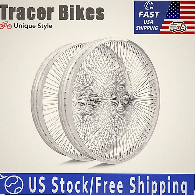 26"X3 Wheelset 140 Spokes Polished Fat Tires Rims Wheel Coaster Brake Disc Brake