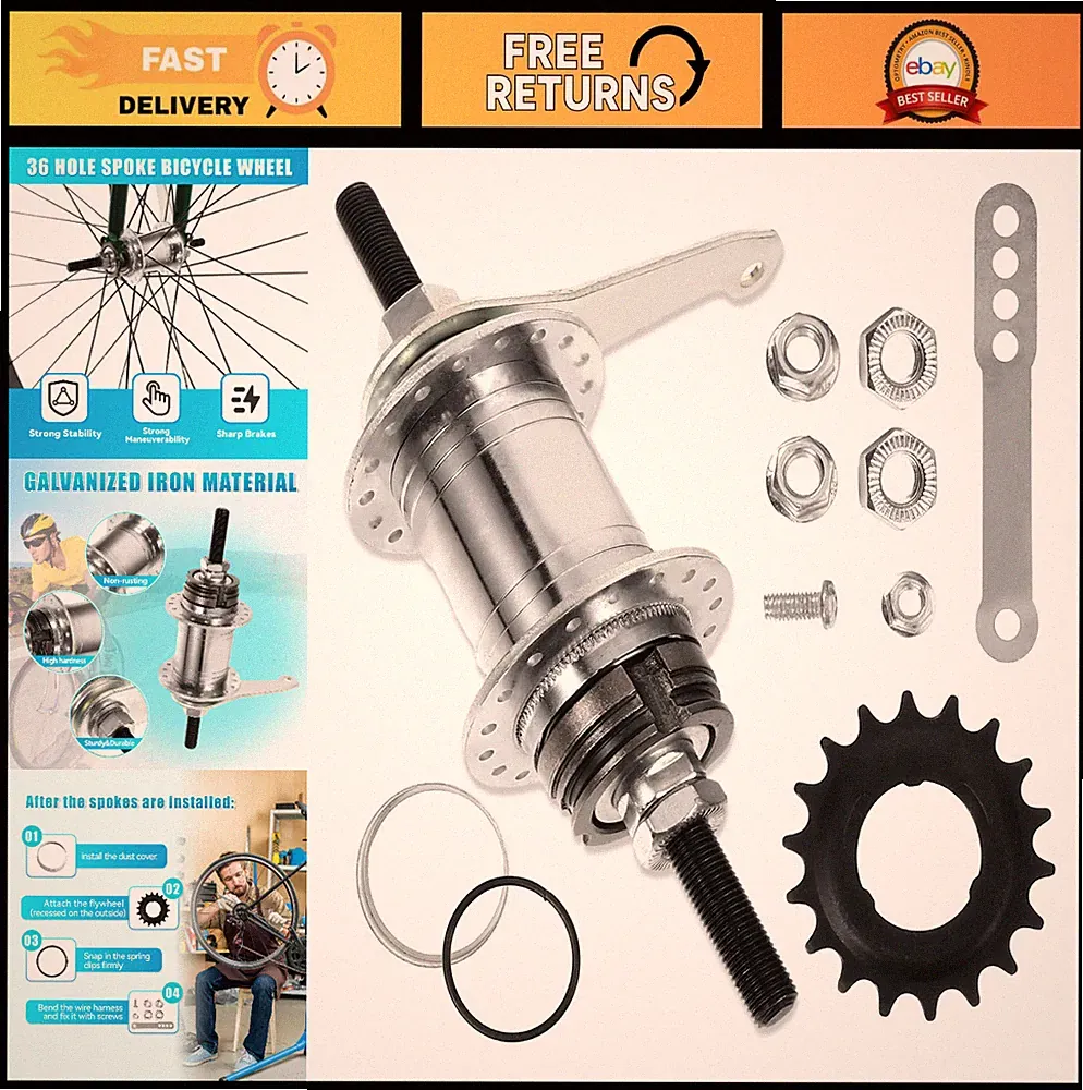 36 Hole Bicycle Coaster Brake Hub - Easy Install Rear Hub for Fixed Gear & MTB