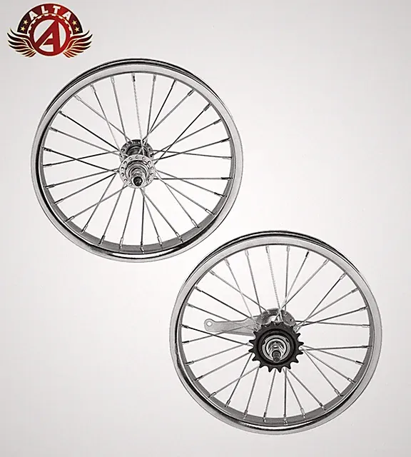 ALTA 14” Chrome Front & Coaster Durable Bicycle Wheel Set 28Spoke Steel 3/8 Axle