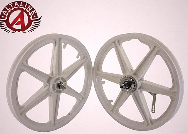 ALTALINE 20” GT Style BMX Mag Wheel White 6-Spoke Front or Rear Coaster 3/8 Axle