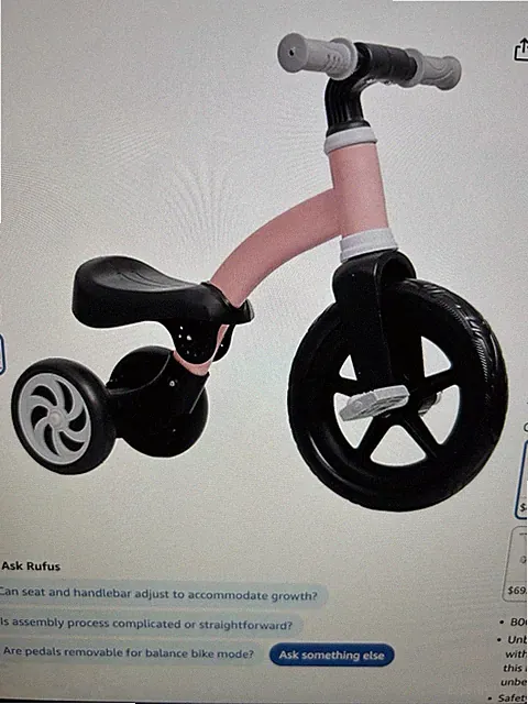 Banana Bike, Toddler Balance/Tricycle Adj Pink