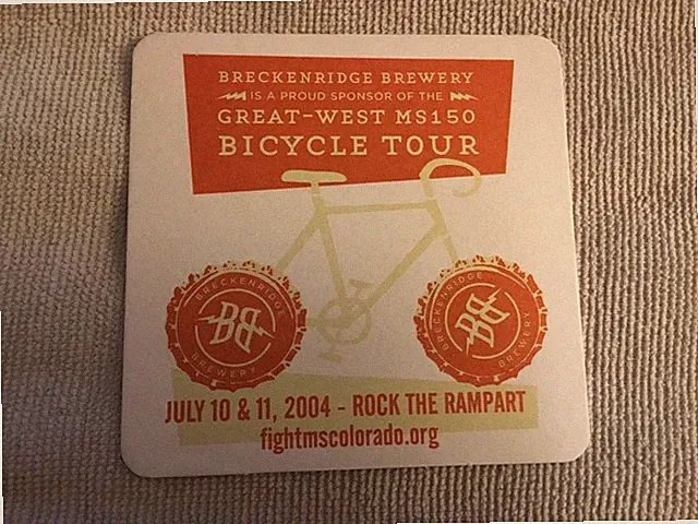 Breckenridge Brewery 2004 Bicycle Tour Beer Coaster, CO