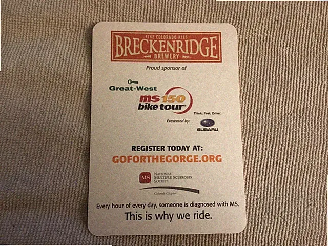 Breckenridge Brewery 2006 Bicycle Tour Beer Coaster, CO