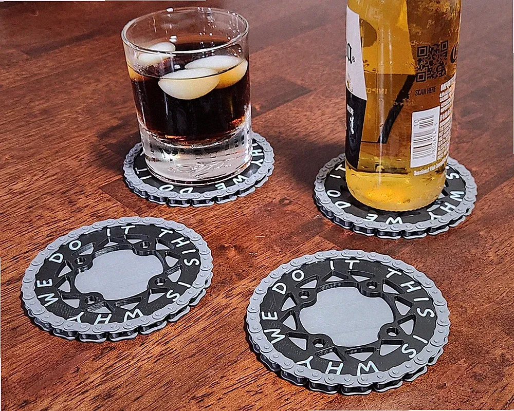 Chainring coaster's, mountain bike gear, road bike sprocket, after ride beverage