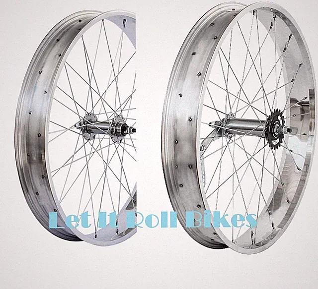 CHROME POLISHED BICYCLE FAT WHEEL 26" x 80MM x 36H for 26" x 4.0 Tire