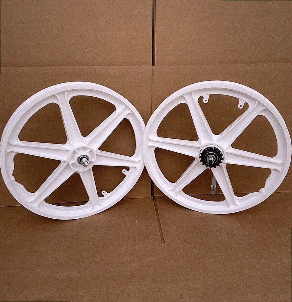 Coaster Brake 20" Bicycle Plastic WHITE Mag Wheels Set Front Back GT Dyno BMX