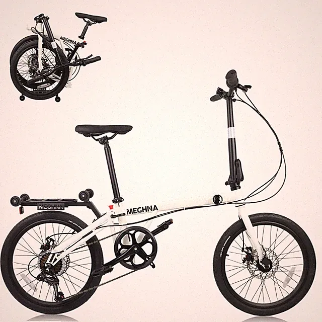 MEGHNA Folding Bike, Foldable Bike for Adults 20 inch with 7 Speed,White