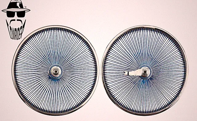 Original Lowrider 20" Bicycle 144-Spoke DAYTON FLAT TWISTED Chrome/Blue Wheel.