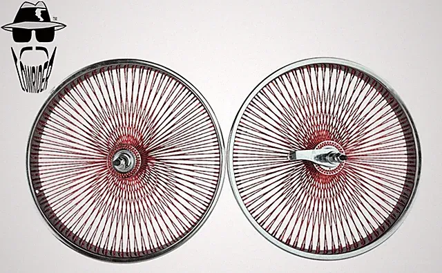 Original Lowrider 20" Bicycle 144-Spoke DAYTON FLAT TWISTED Chrome/Red Wheel.