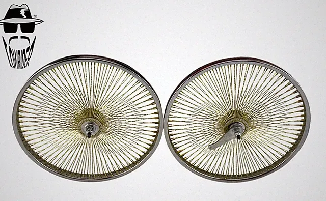 Original Lowrider 20" Bicycle DAYTON TWISTED Chrome Wheel Gold/Yellow 144-Spokes