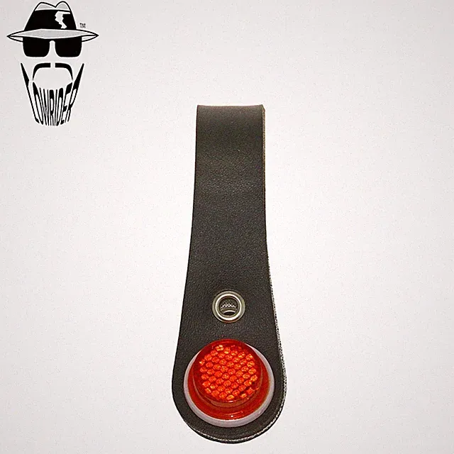 ORIGINAL LOWRIDER Rear Wheel Hub Shiner Black Leather Strap w/ Red Reflector.