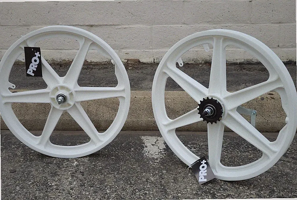 PRO+ 20" BICYCLE GT MAG WHEELS 6 SPOKE WHITE BMX BICYCLES COASTER (BLACK COG)