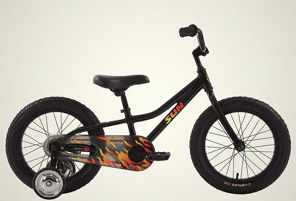 Sun Scout 16" Alloy Coaster Brake Kids Bicycle Black Fire ( Ages 4 - 6 )