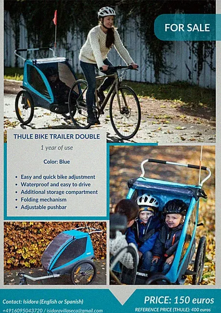Thule bike kids trailer x2 kids excellent condition