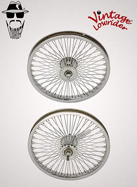 Vintage Lowrider Chrome 16 Inch Front Or Coaster Wheel 72 Spoke 14G 3/8 Axle.