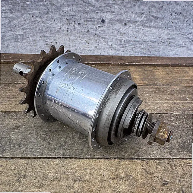 Vintage Sturmey Archer TCW 3 Speed Coaster Brake Hub Silver 36H 1956 Bent PARTS